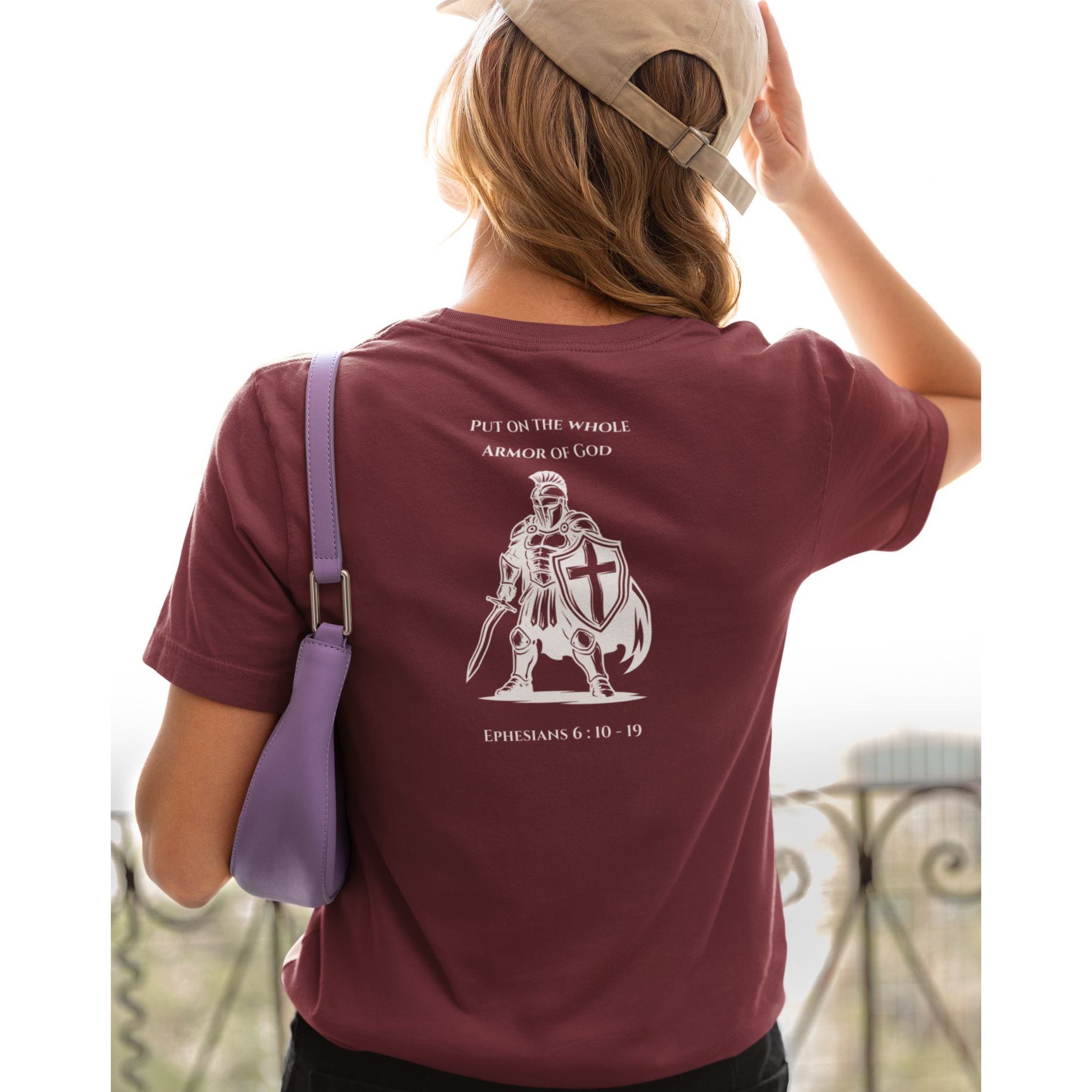 Put on the Whole Armor of God Back Print Christian T-Shirt | Ephesians 6:10-19