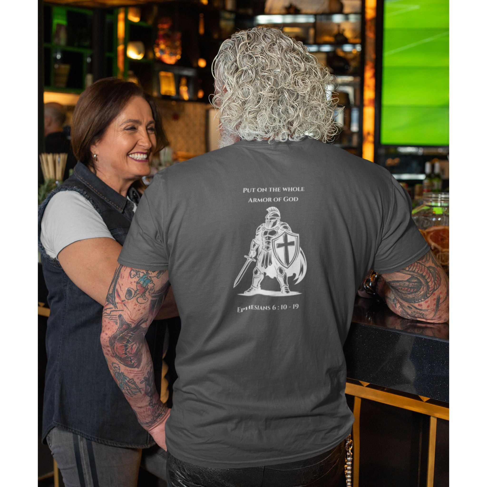 Put on the Whole Armor of God Back Print Christian T-Shirt | Ephesians 6:10-19