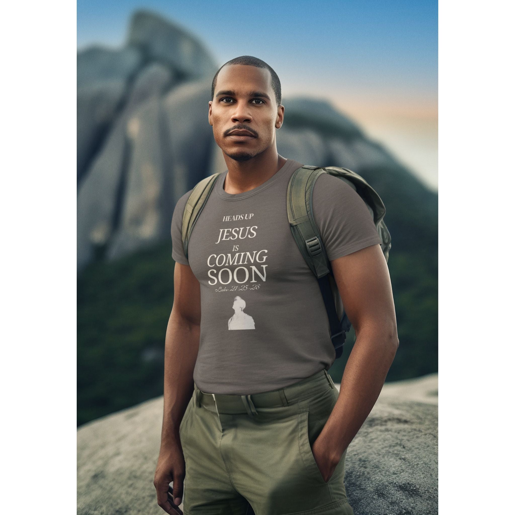 Looking Up Christian T-Shirt — Luke 21:25–28 Faith Message