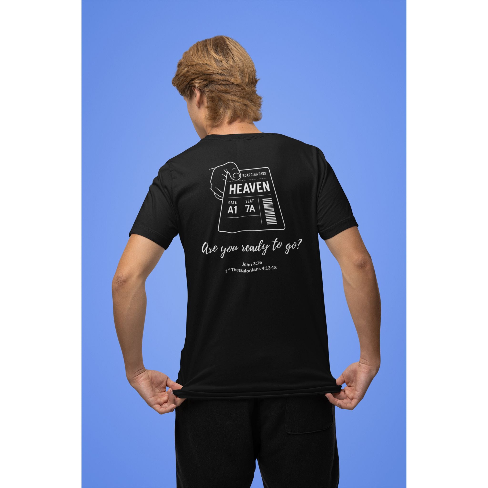 Boarding Pass to Heaven Christian T-Shirt — John 3:16 Faith Design
