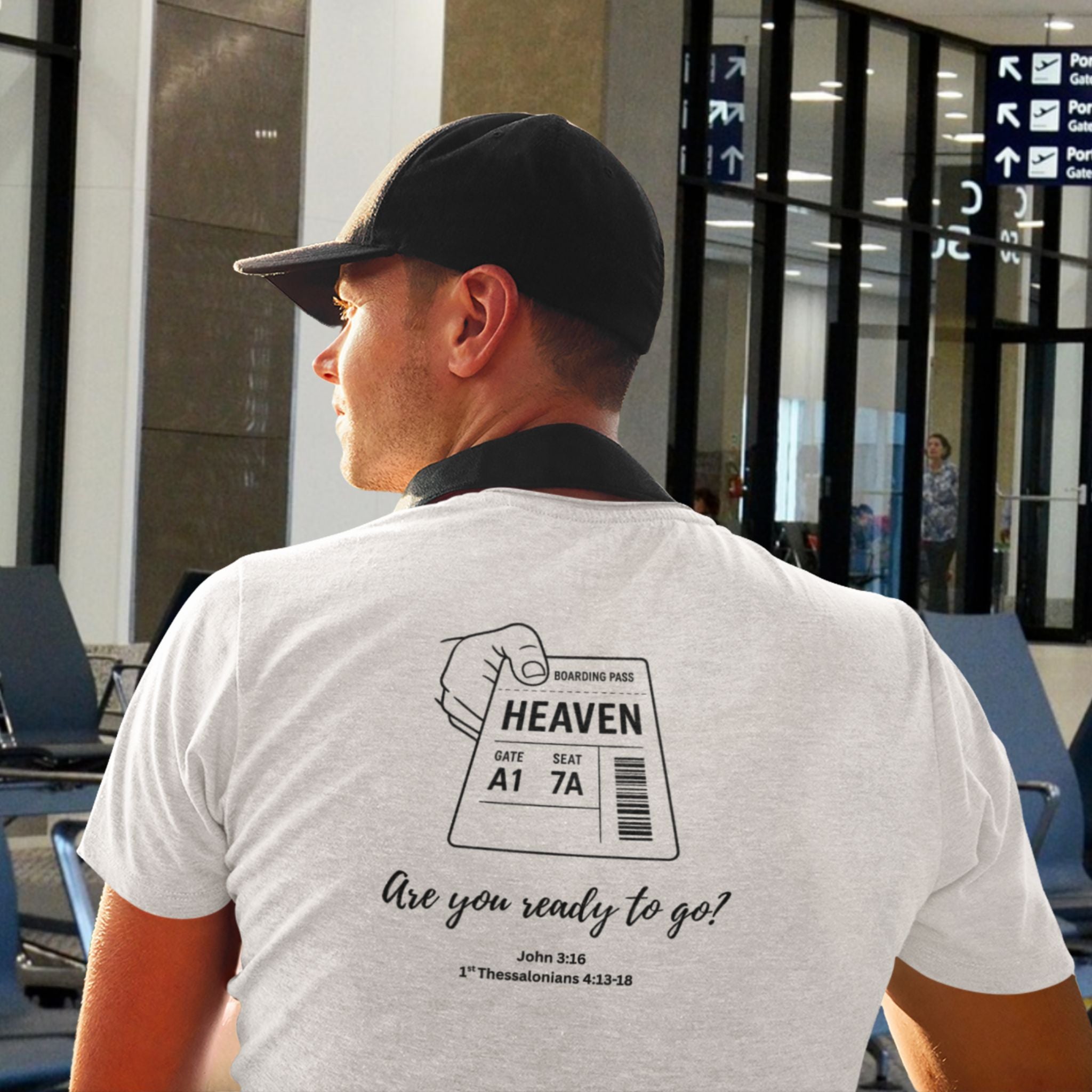 Boarding Pass — Christian T-Shirt | Salvation & Eternal Hope Back Print | Minimalist Edition