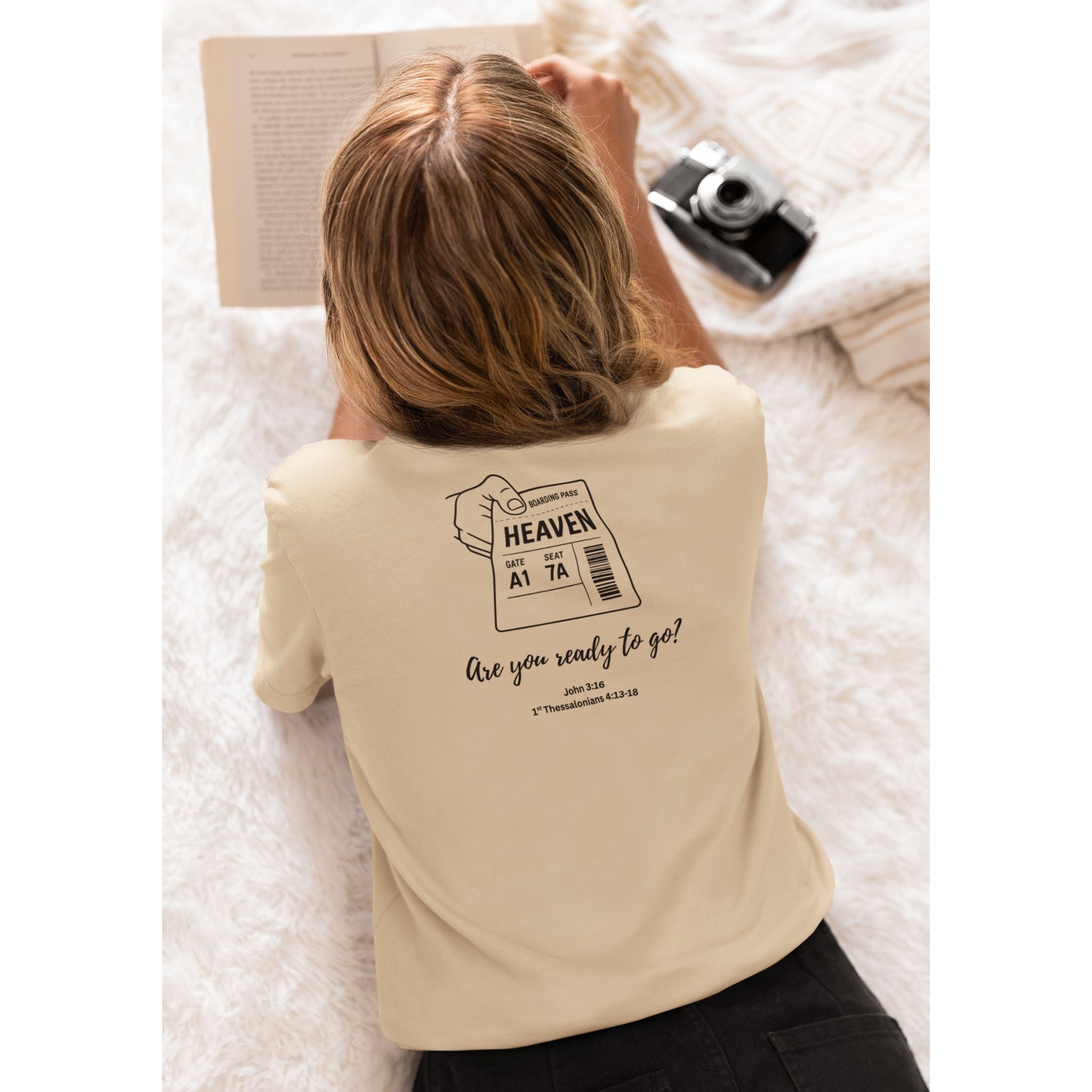 Boarding Pass — Christian T-Shirt | Salvation & Eternal Hope Back Print | Minimalist Edition