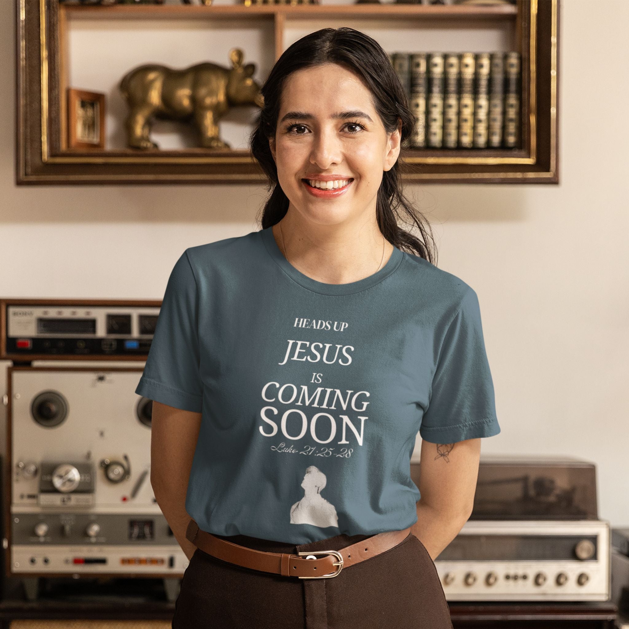 Looking Up Christian T-Shirt — Luke 21:25–28 Faith Message