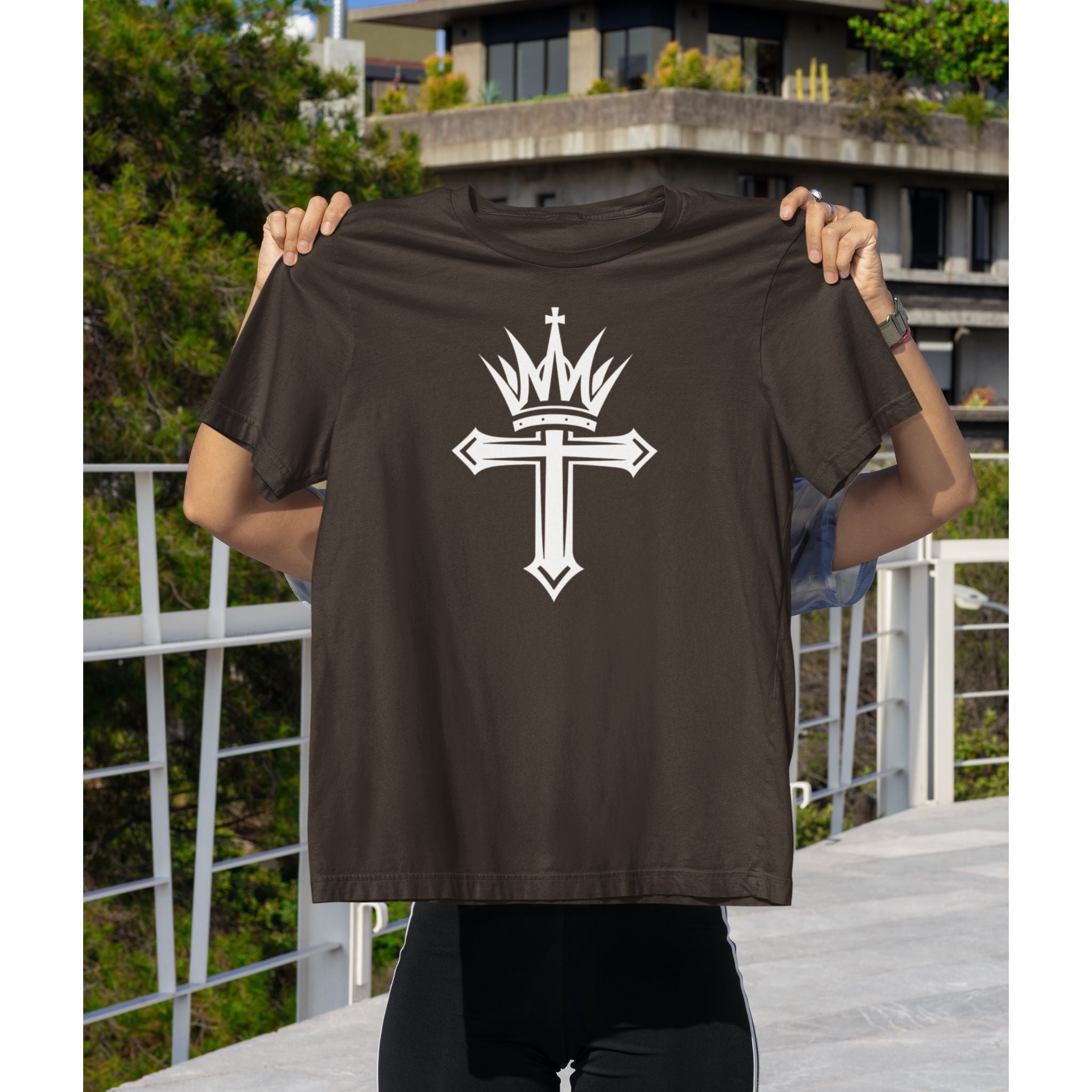 Crown and Cross Christian T-Shirt – Christ the King Faith Graphic Tee
