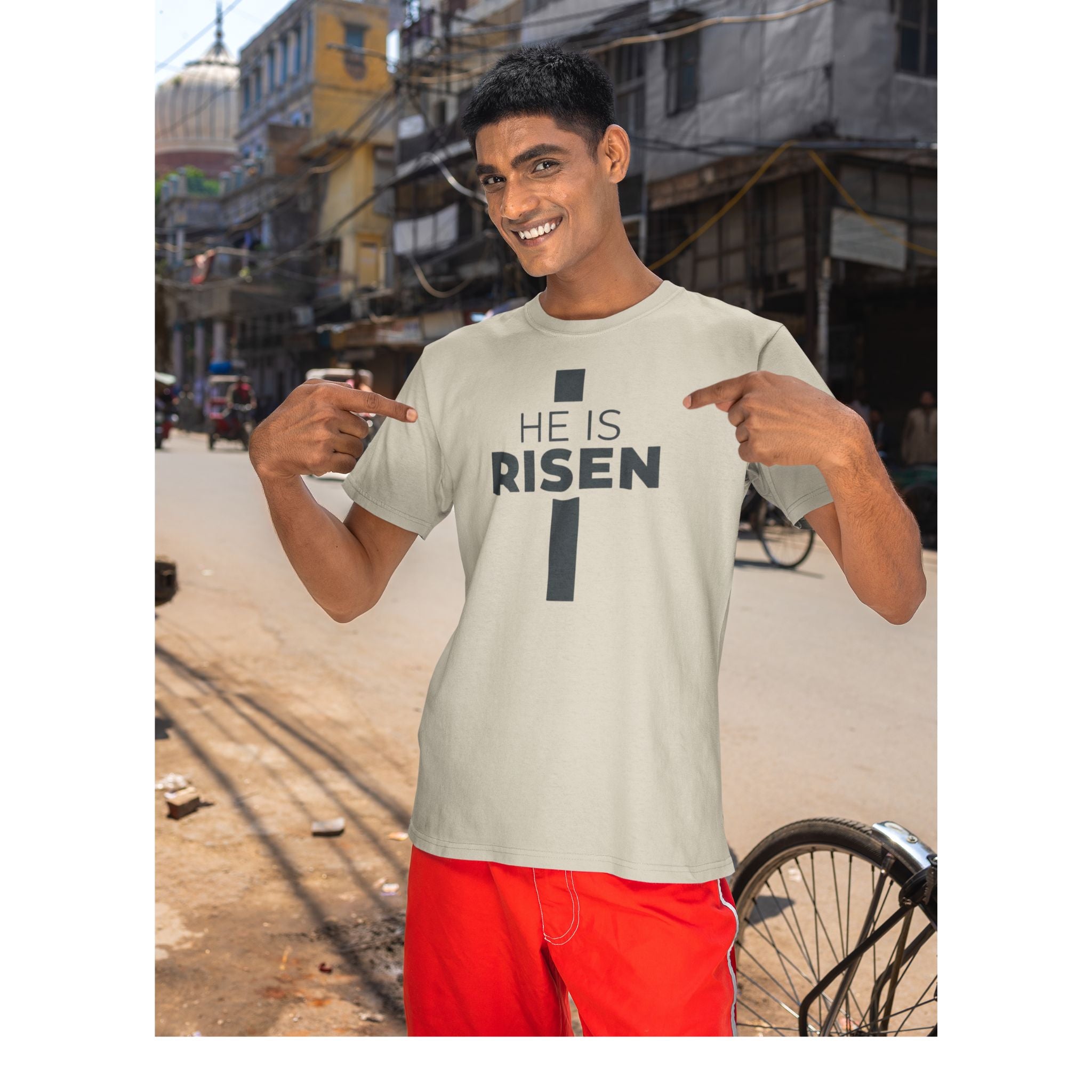 He Is Risen — Christian T-Shirt | Resurrection Hope — Minimalist Edition