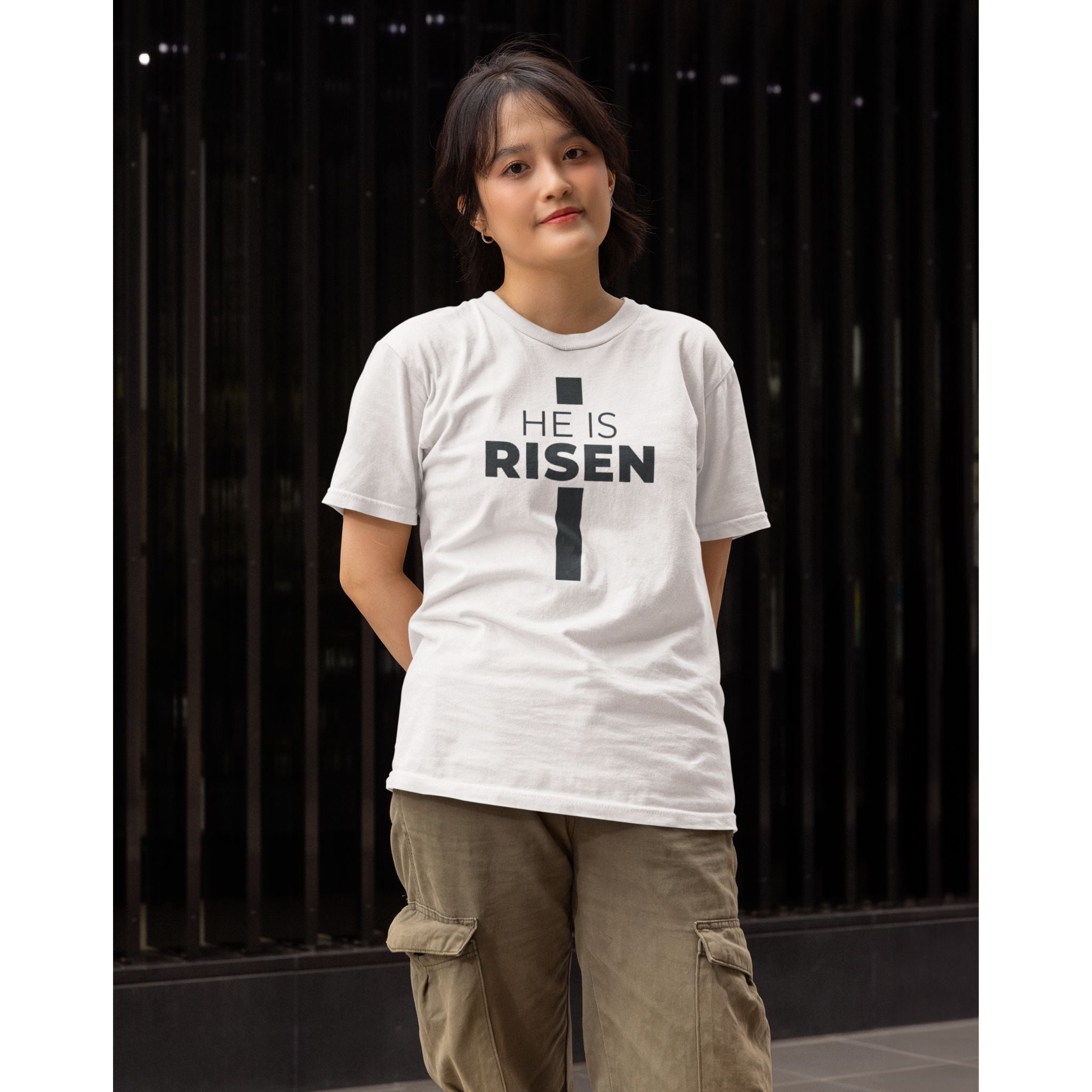He Is Risen — Christian T-Shirt | Resurrection Hope — Minimalist Edition