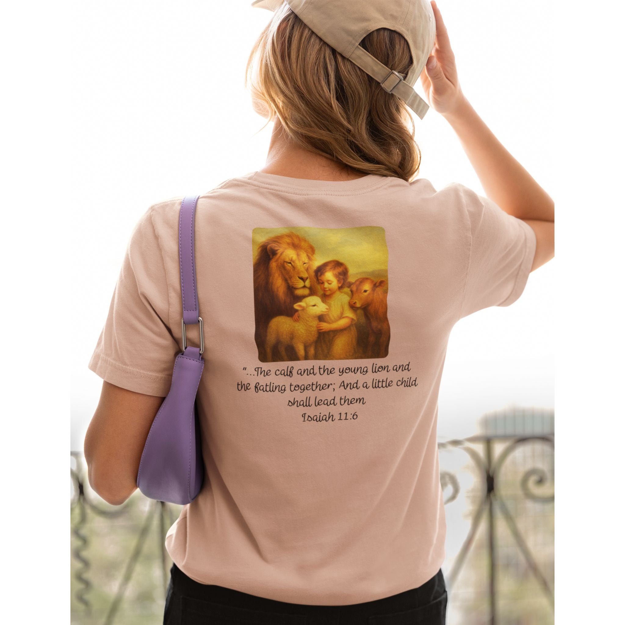 Isaiah 11:6 — Christian T-Shirt | Peace Restored Front & Back | Pastel Edition