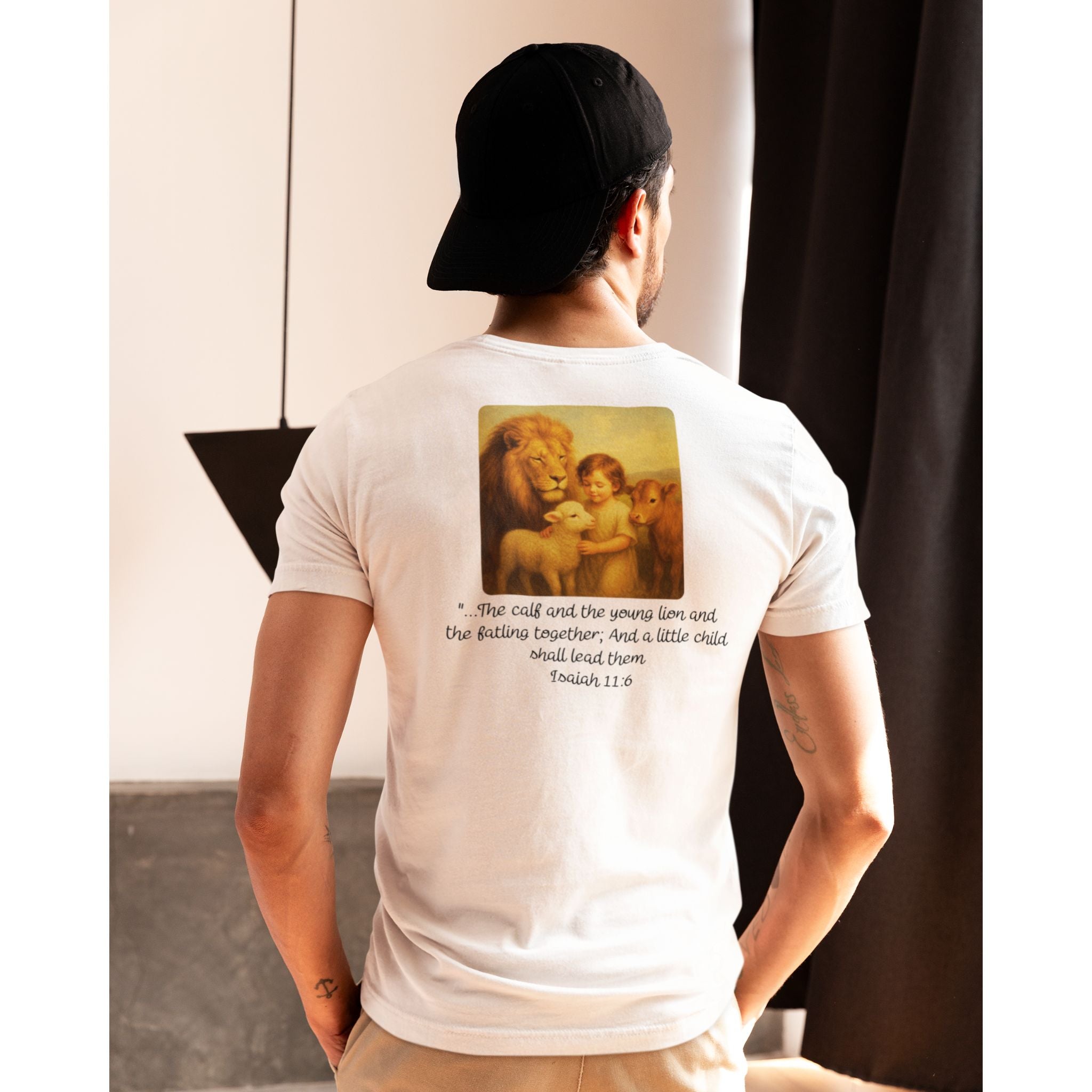 Isaiah 11:6 — Christian T-Shirt | Peace Restored Front & Back | Pastel Edition