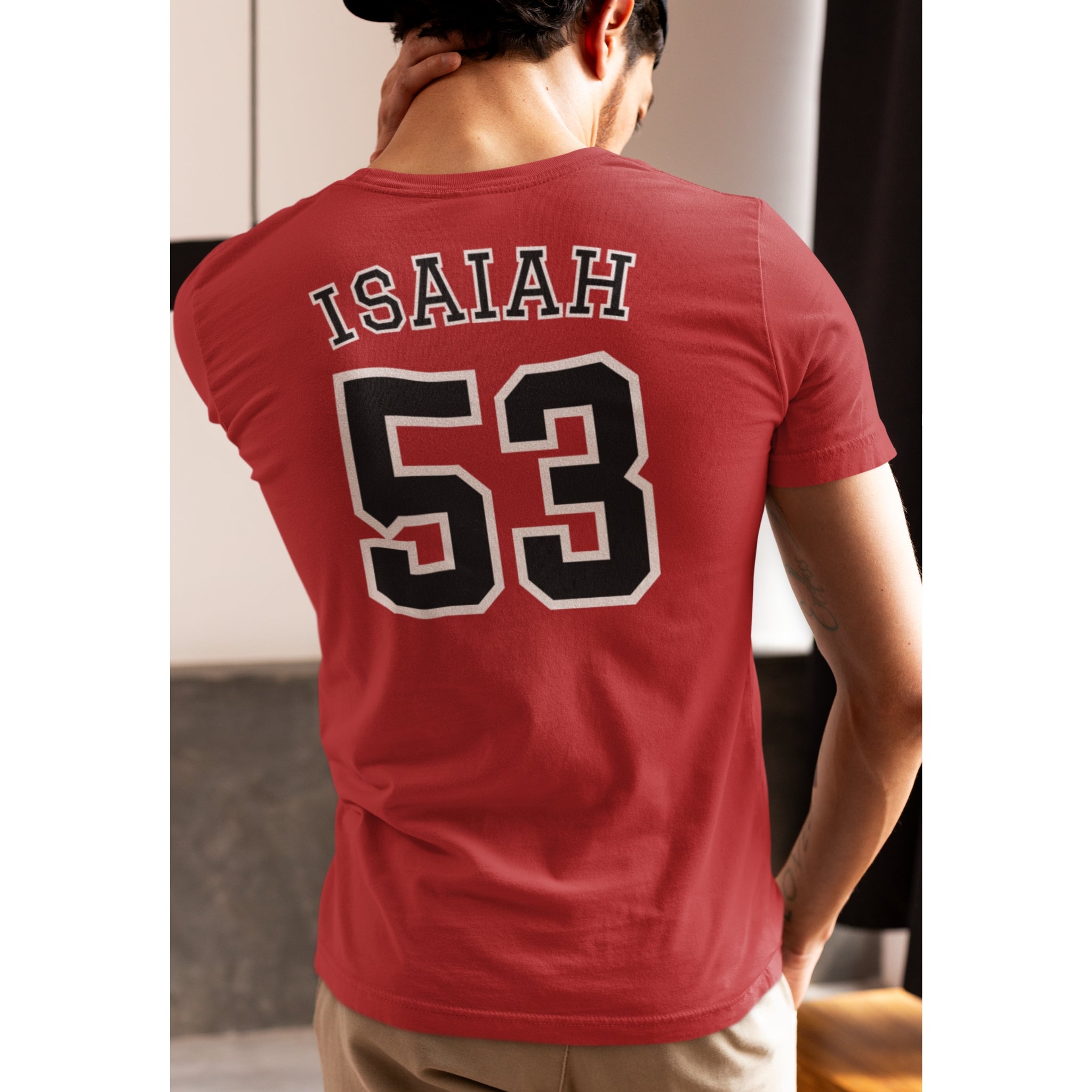 Isaiah 53 Jersey Tee - Christian T-Shirt | Back Print | The Faith Roster