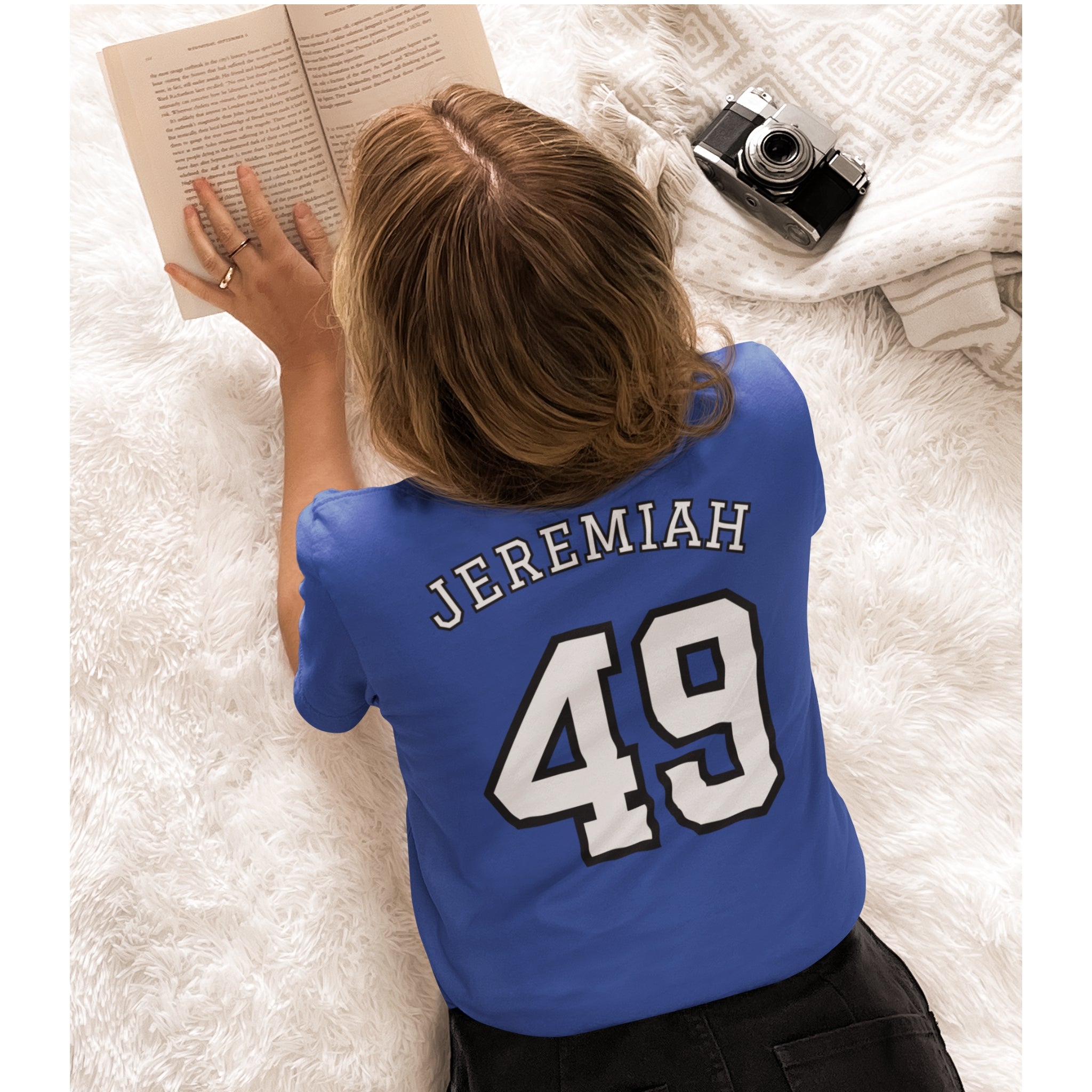 Jeremiah 49 Jersey Tee - Christian T-Shirt | Back Print | The Faith Roster