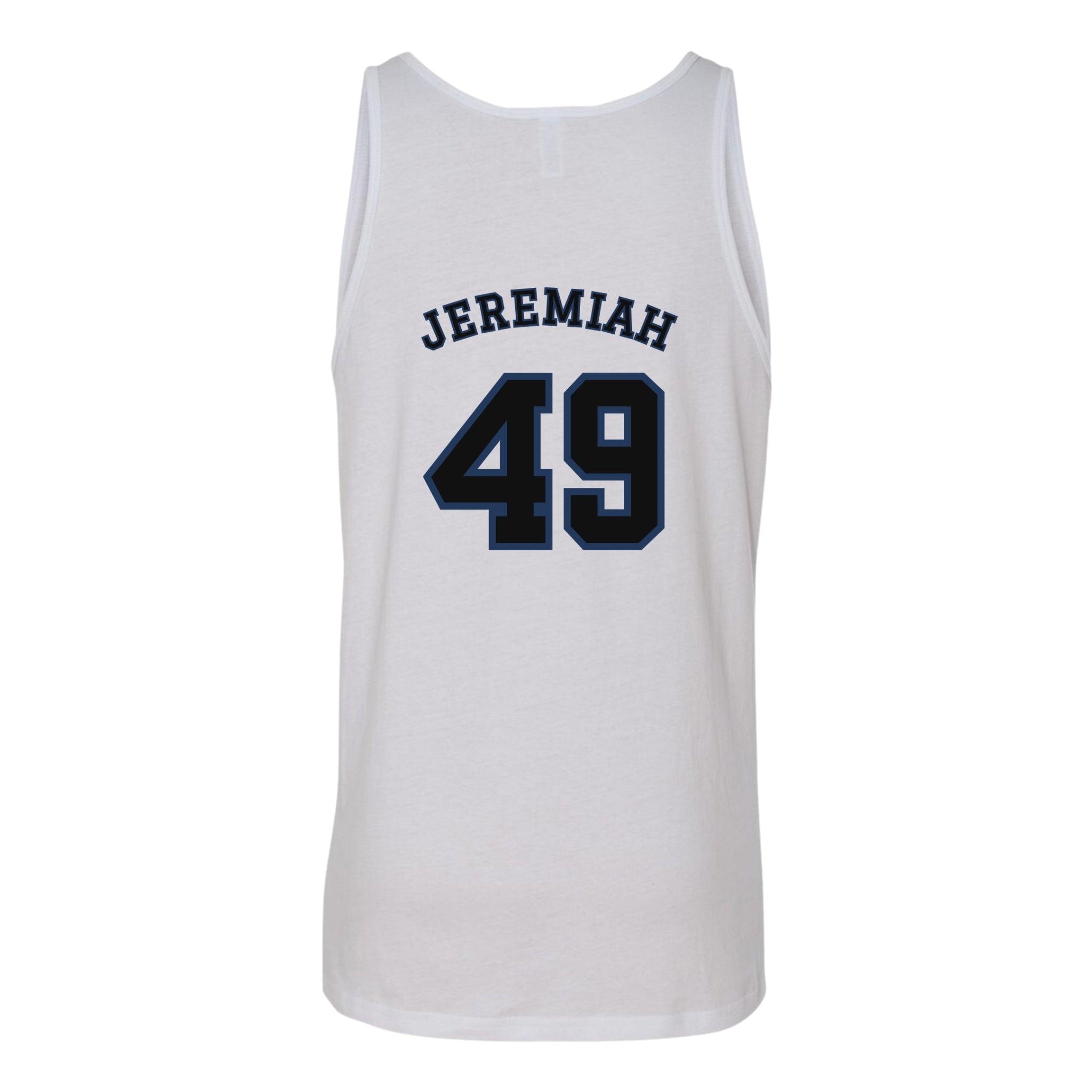 Jeremiah 49 Jersey Tank - Christian Tank Top | Back Print | The Faith Roster