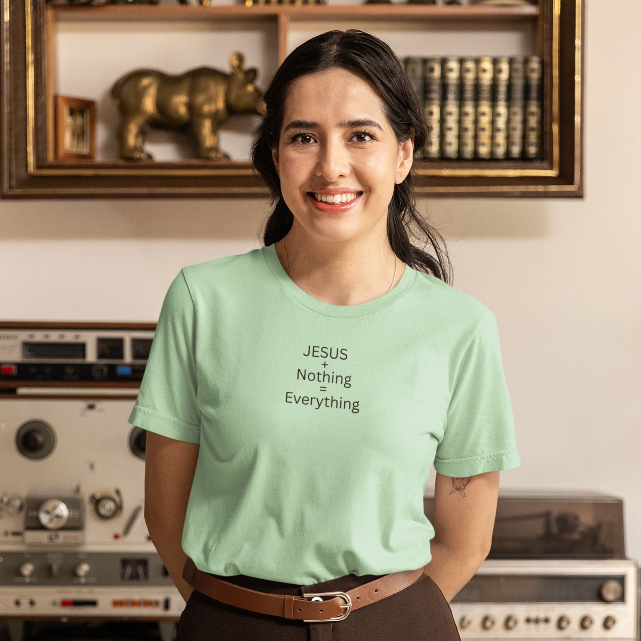 Jesus Plus Nothing — Christian T-Shirt | Faith-Centered Minimalist Front Print | Minimalist Edition