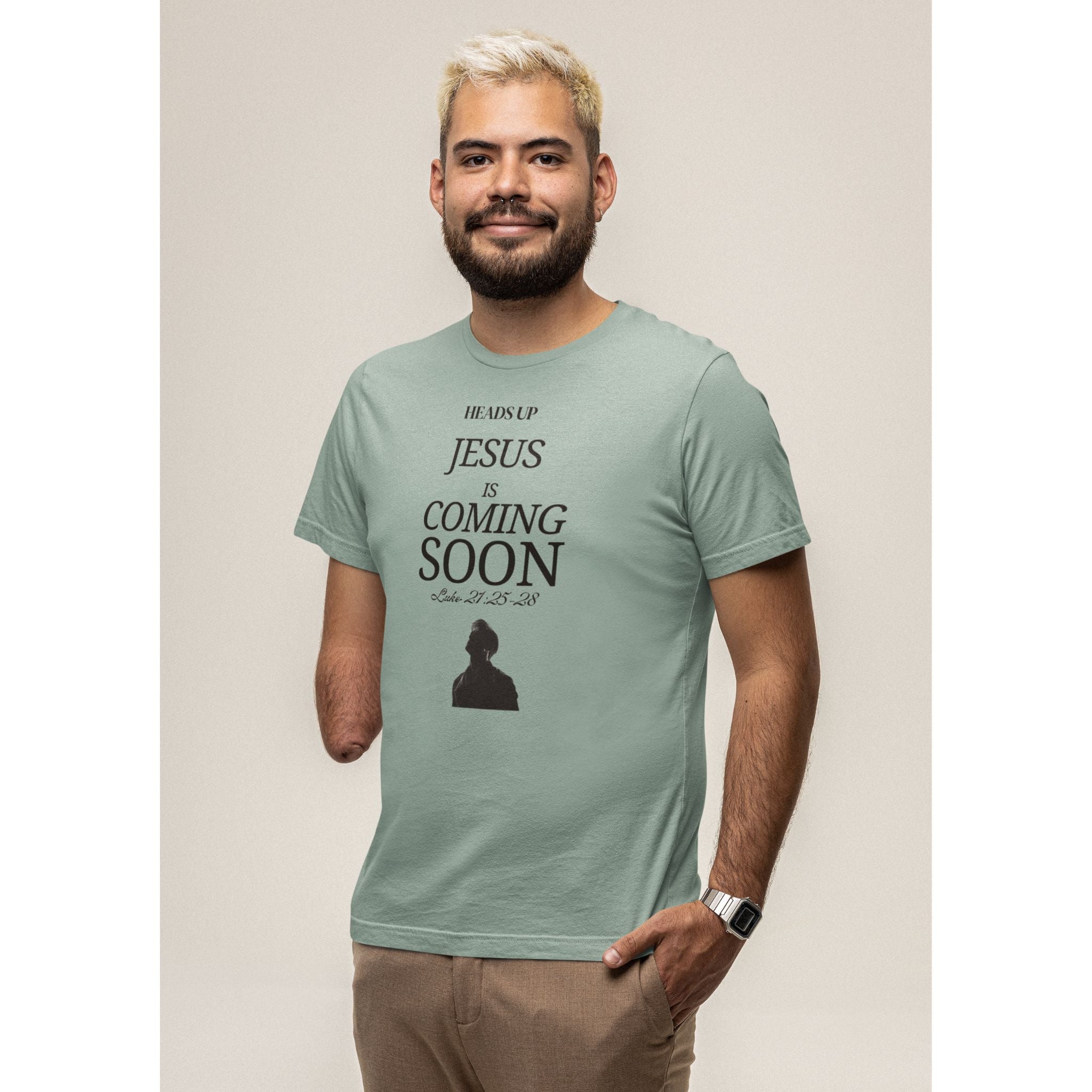 Looking Up — Christian T-Shirt | Redemption Draws Near Front Print | Minimalist Edition