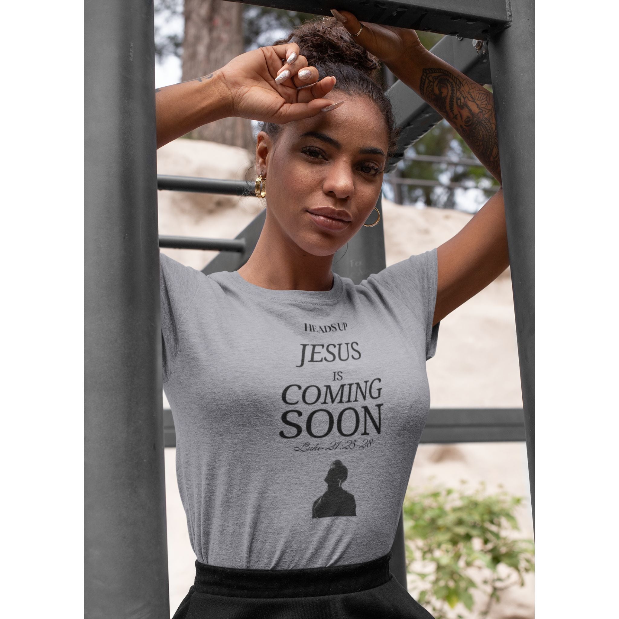 Looking Up — Christian T-Shirt | Redemption Draws Near Front Print | Minimalist Edition