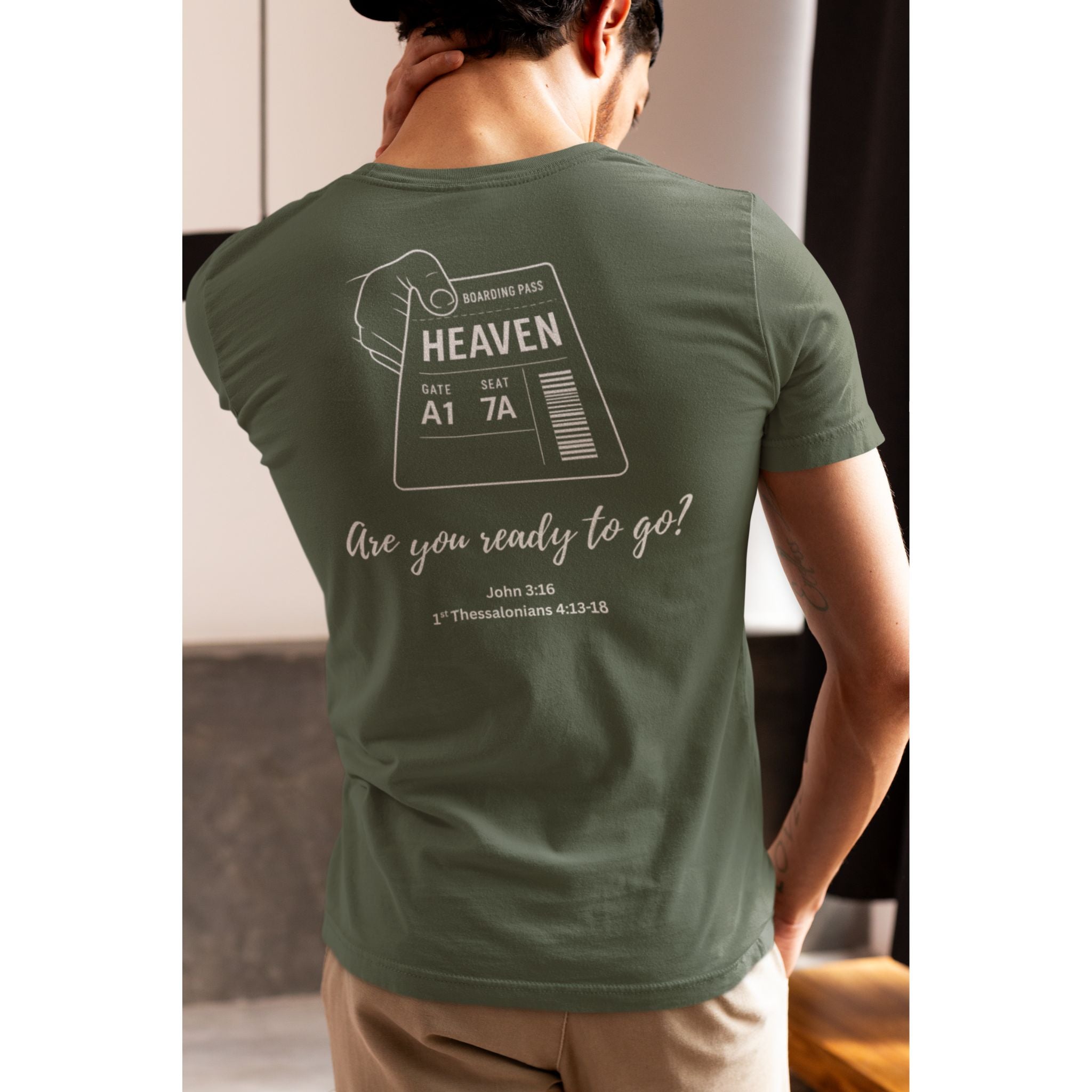 Boarding Pass to Heaven Christian T-Shirt — John 3:16 Faith Design