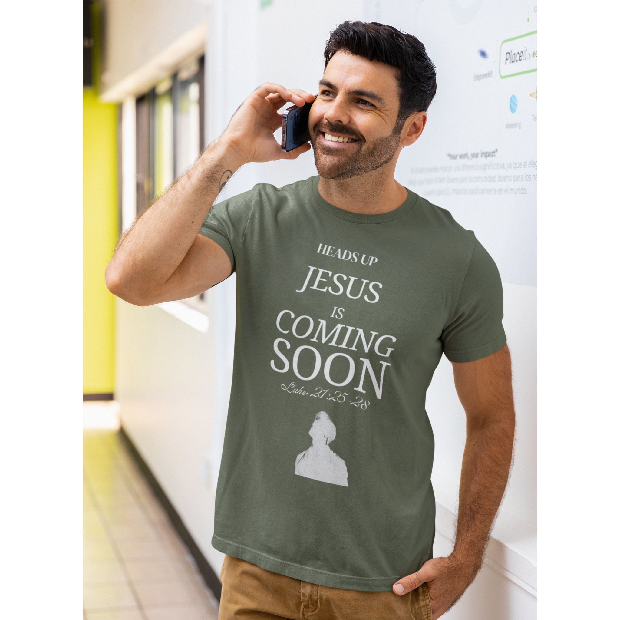 Looking Up Christian T-Shirt — Luke 21:25–28 Faith Message