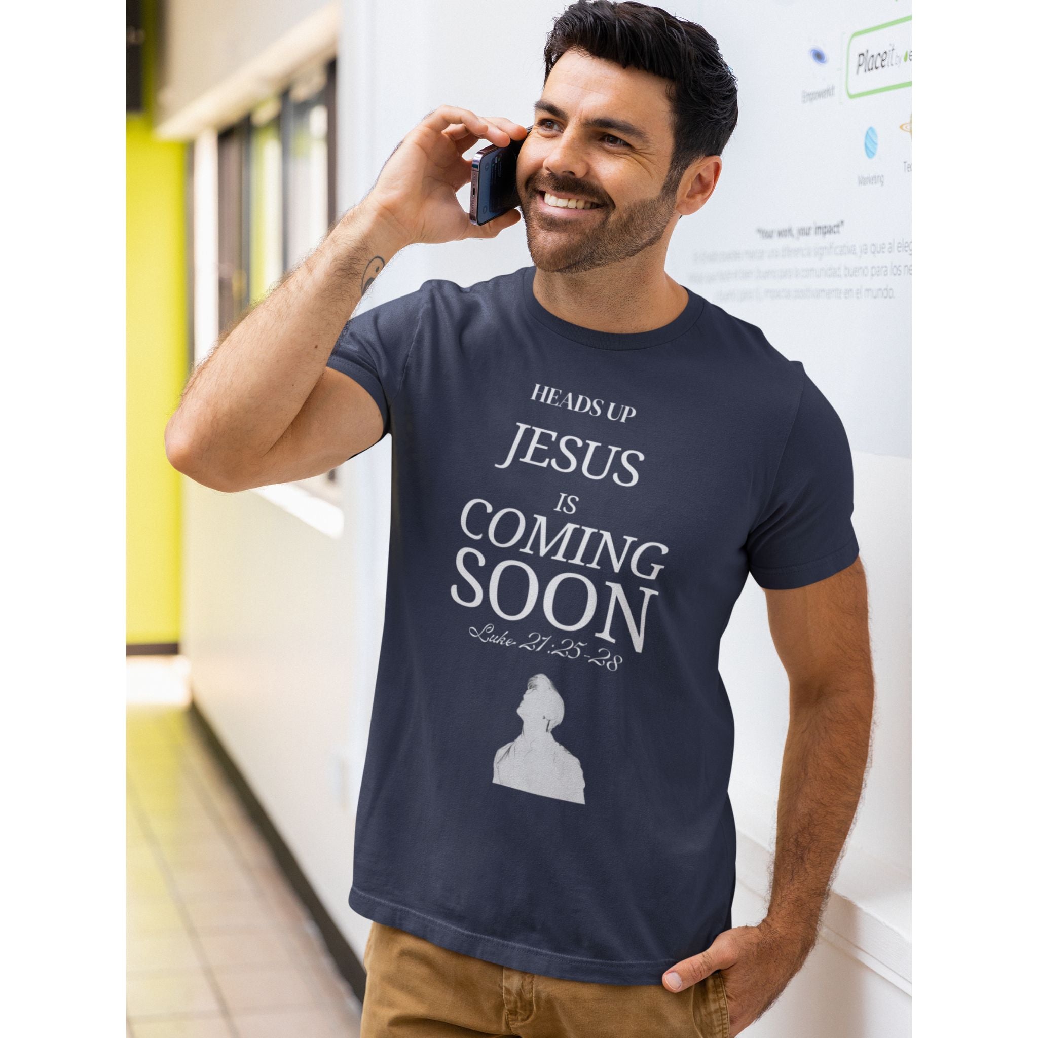 Looking Up Christian T-Shirt — Luke 21:25–28 Faith Message