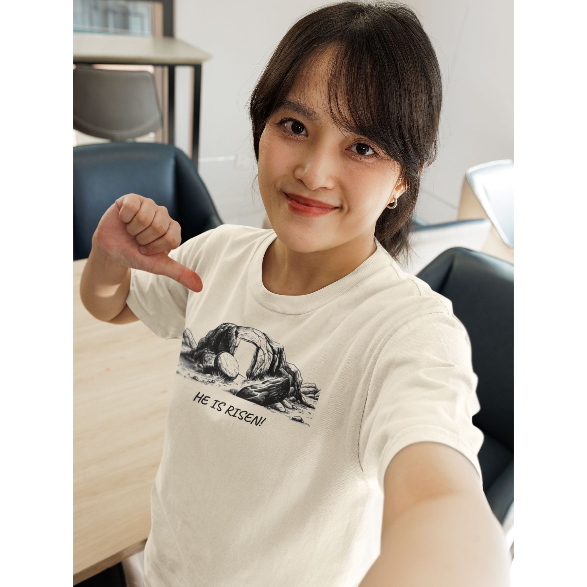 He Is Risen Christian T-Shirt | Open Tomb Resurrection Design