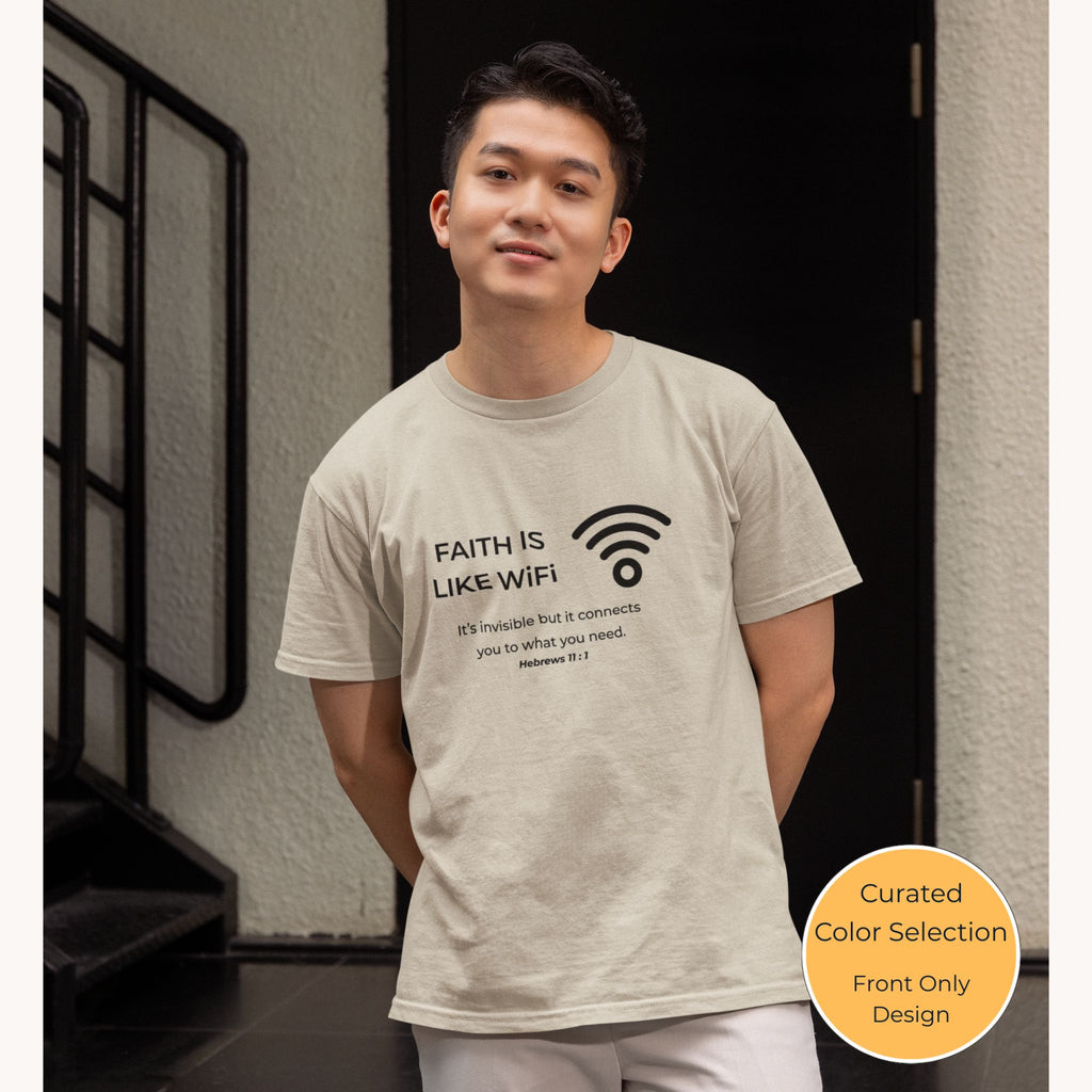 WiFi Faith — Christian T-Shirt | Trust Beyond Sight | Minimalist