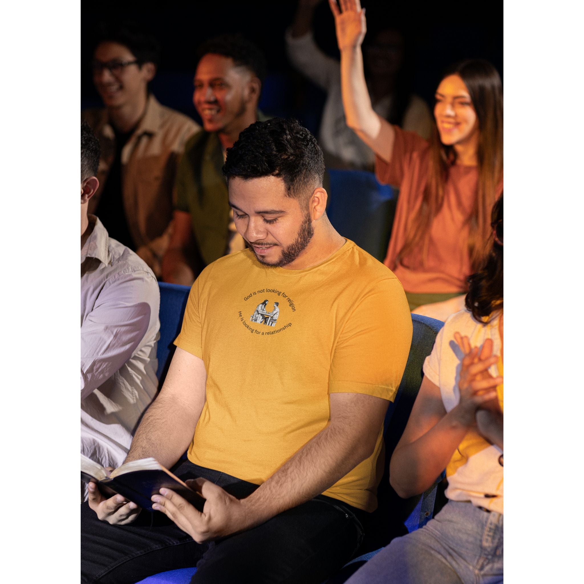 Relationship with Jesus — Man — Christian T-Shirt | Faith Over Religion Front Print | Earthtone Edition