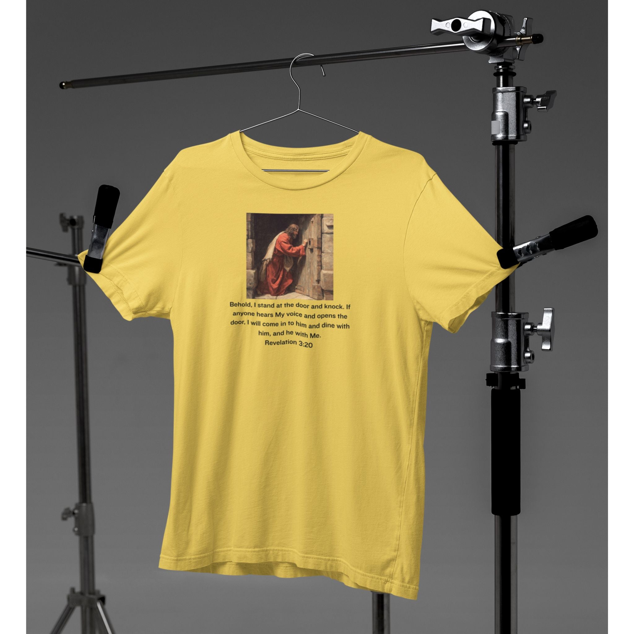 Revelation 3:20 — Christian T-Shirt | Jesus Knocks, Invitation to Faith — Earthtone Edition