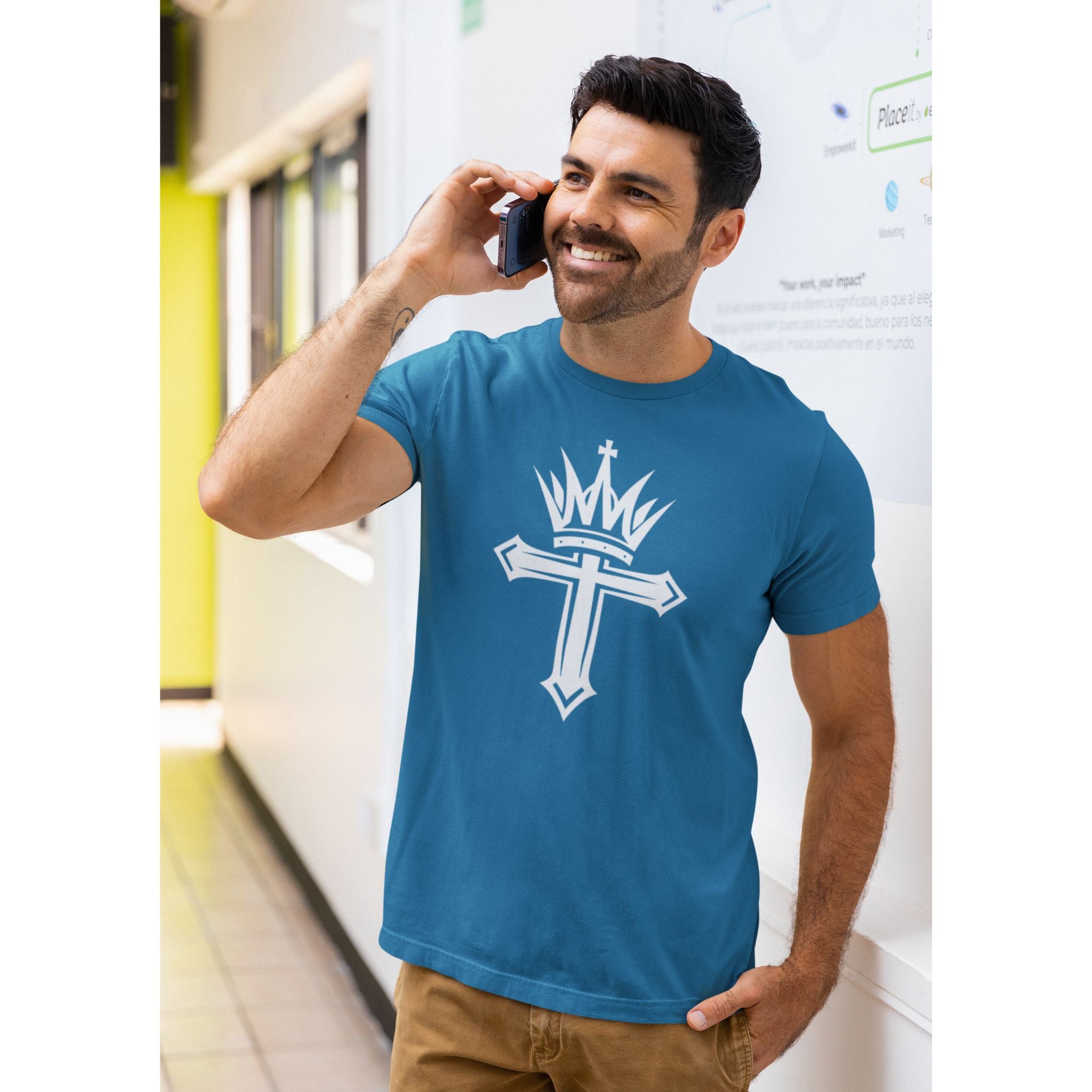 Crown and Cross Christian T-Shirt – Christ the King Faith Graphic Tee