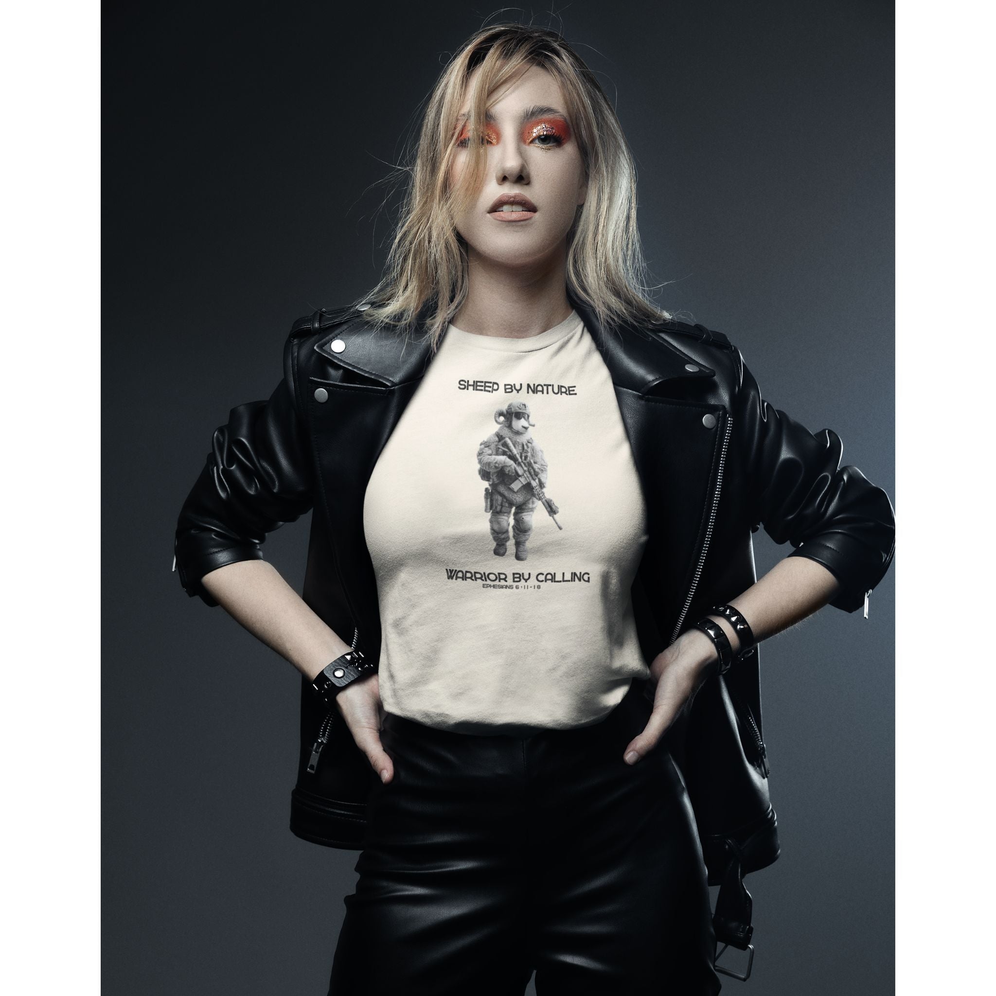 Warrior Sheep — Christian T-Shirt | Sheep by Nature, Warrior by Calling — Earthtone Edition