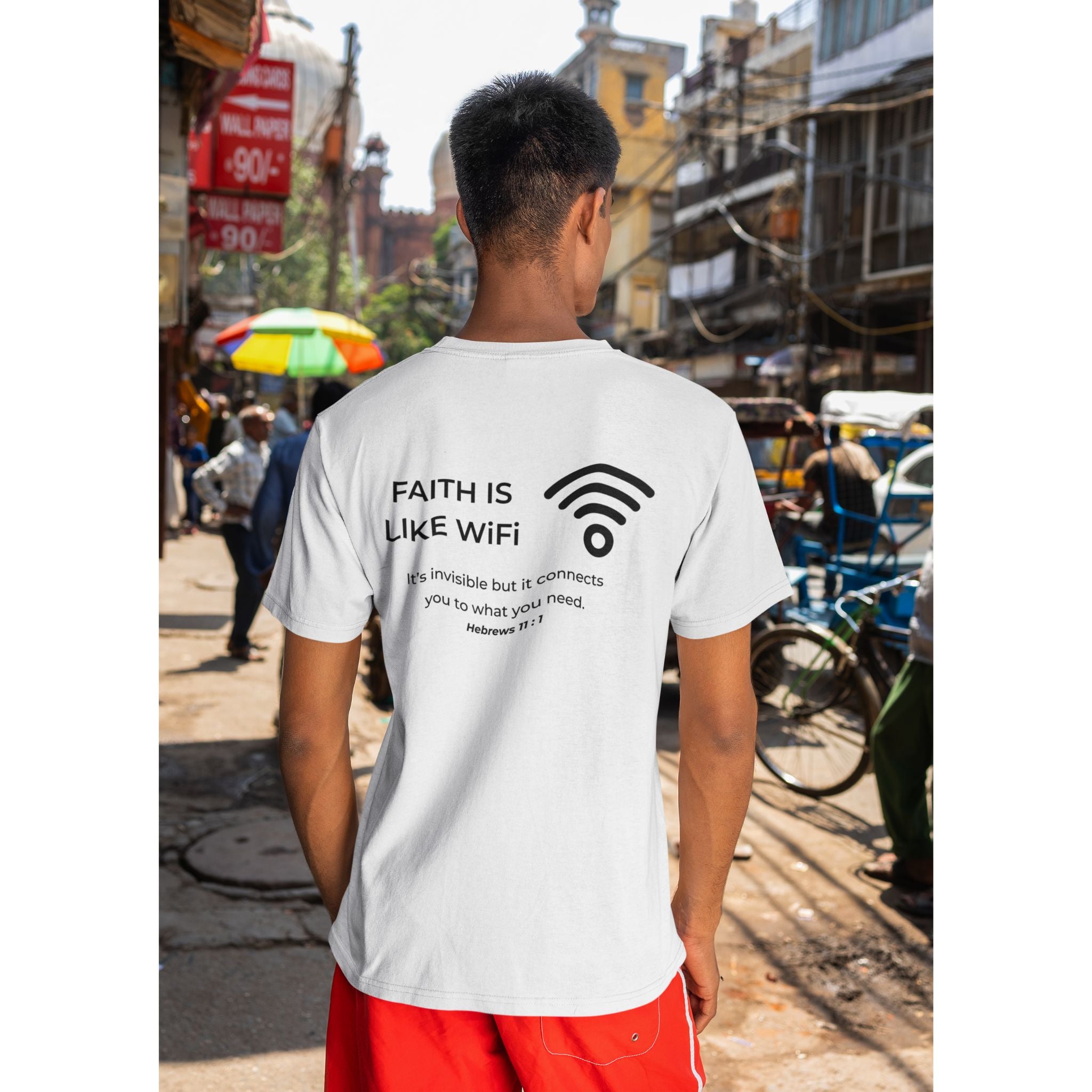 WiFi Faith — Christian T-Shirt | Trust Beyond Sight | Minimalist