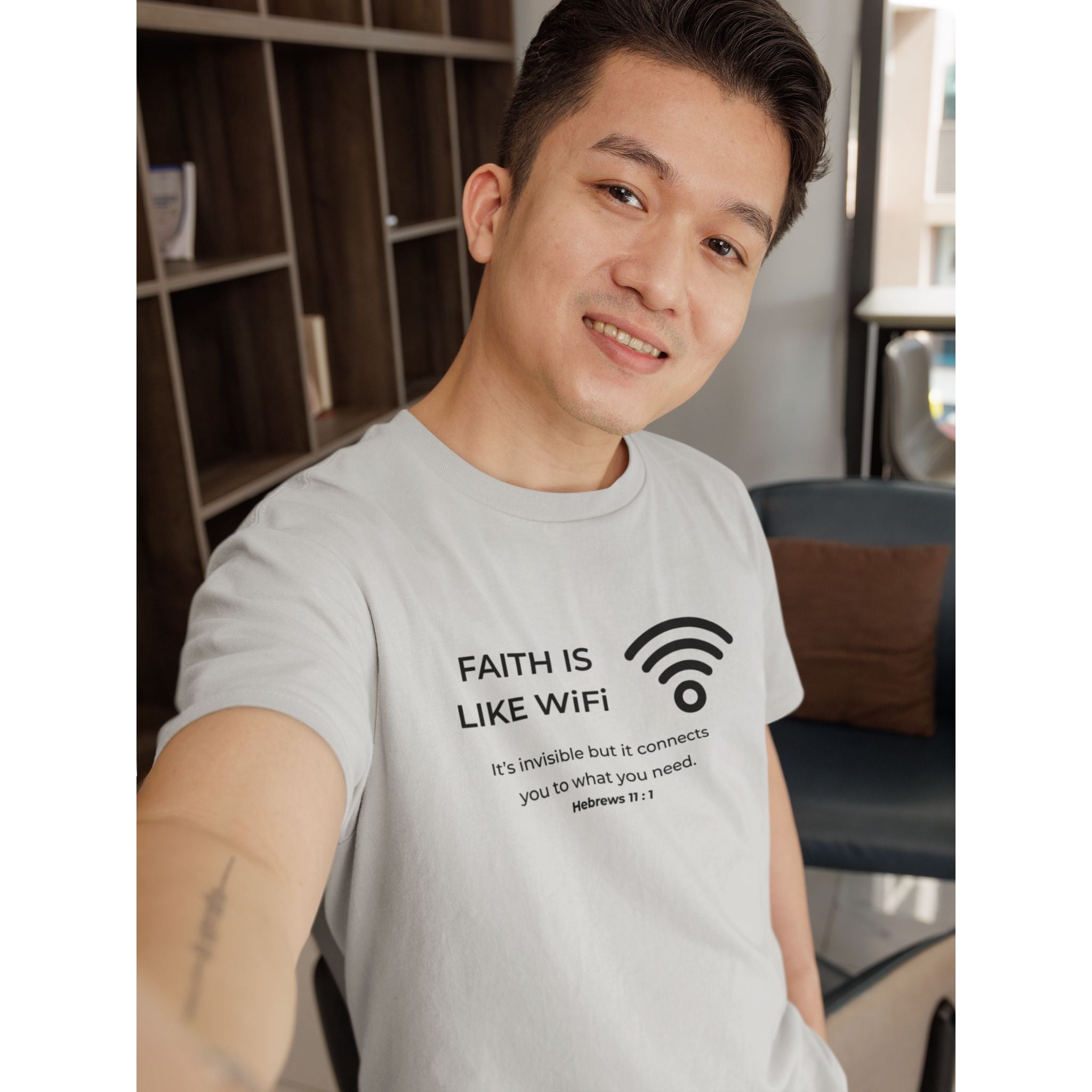 WiFi Faith — Christian T-Shirt | Trust Beyond Sight | Minimalist