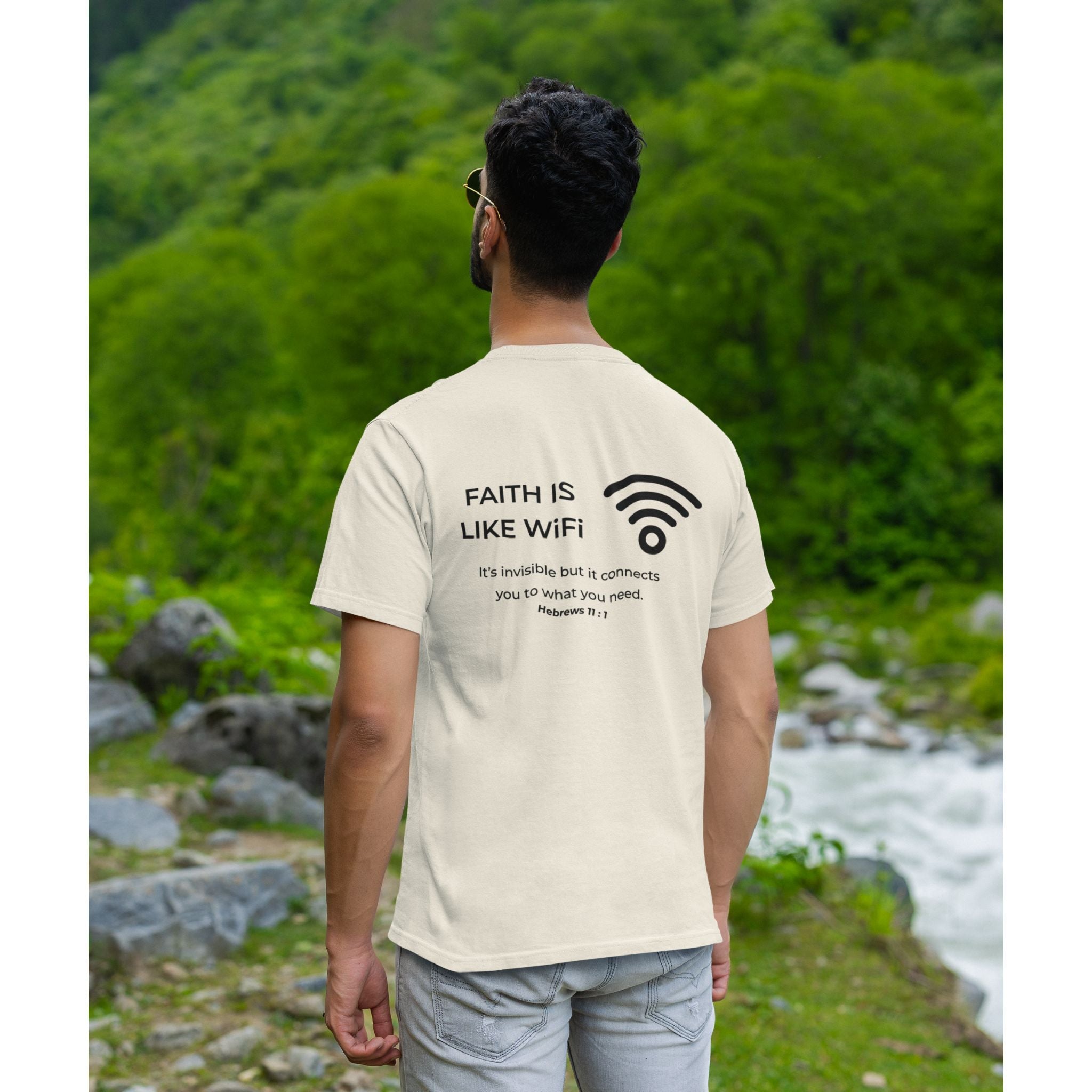 WiFi Faith — Christian T-Shirt | Trust Beyond Sight | Minimalist